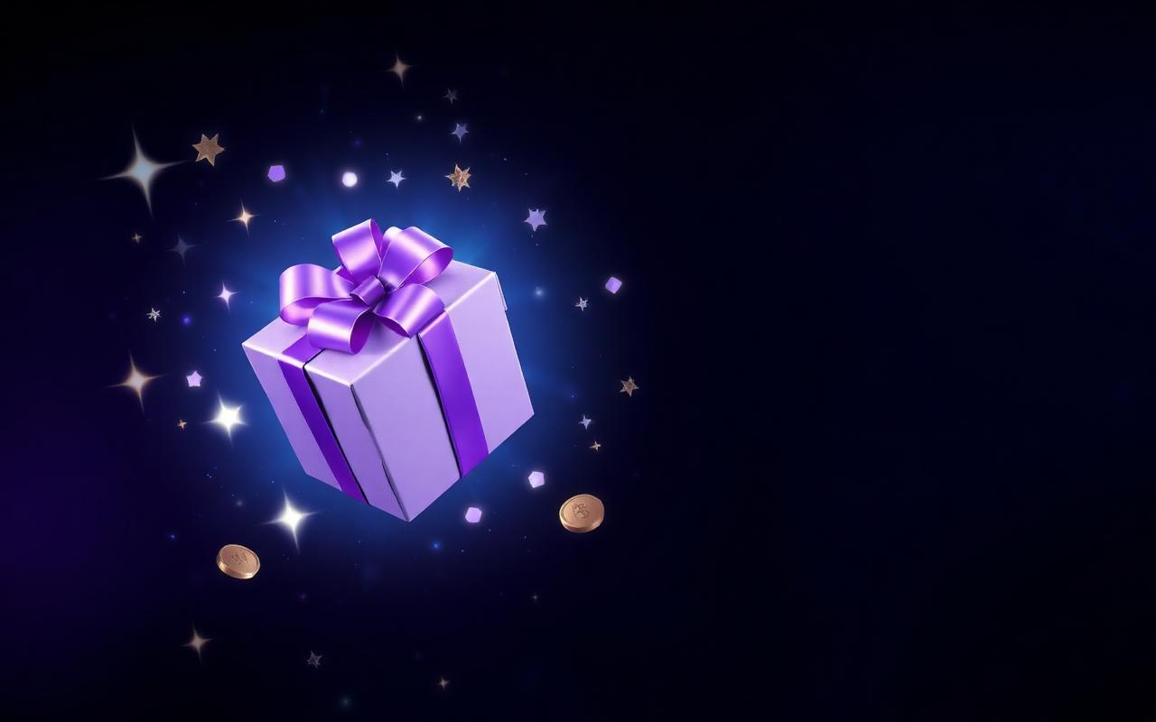 Glanzende geschenkdoos met sterren bij SpinAura bonussen
